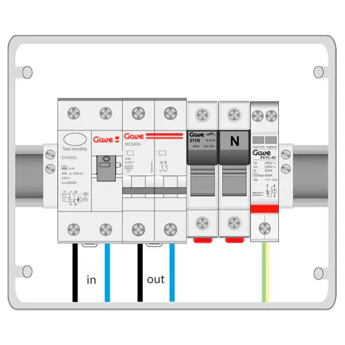 Caja Protecciones AC Monofásico GAVE ACM16SDA 3.7kW 16A 30mA