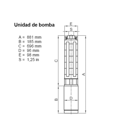 Bomba Solar Sumergible Lorentz PU1800 C-SJ1-25 3m³/h 140m Centrífuga