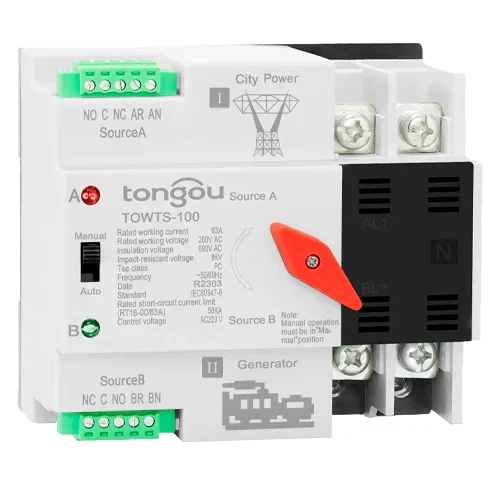 Interruptor de Transferencia 2P ATS 100A Tongou TOWTS-100
