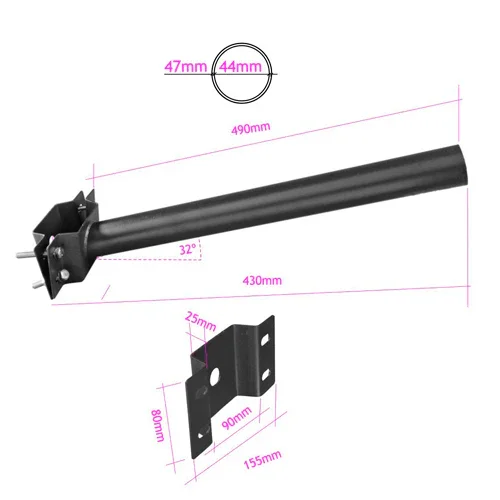 Soporte Farola Solar Negro 47mm Poste o Pared JND-77862